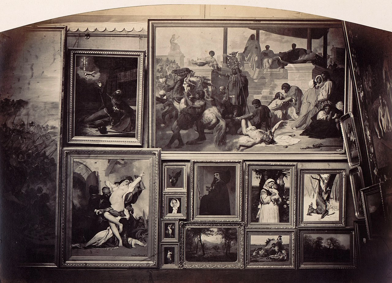 Salone dell'esposizione del 1861con scena romana
